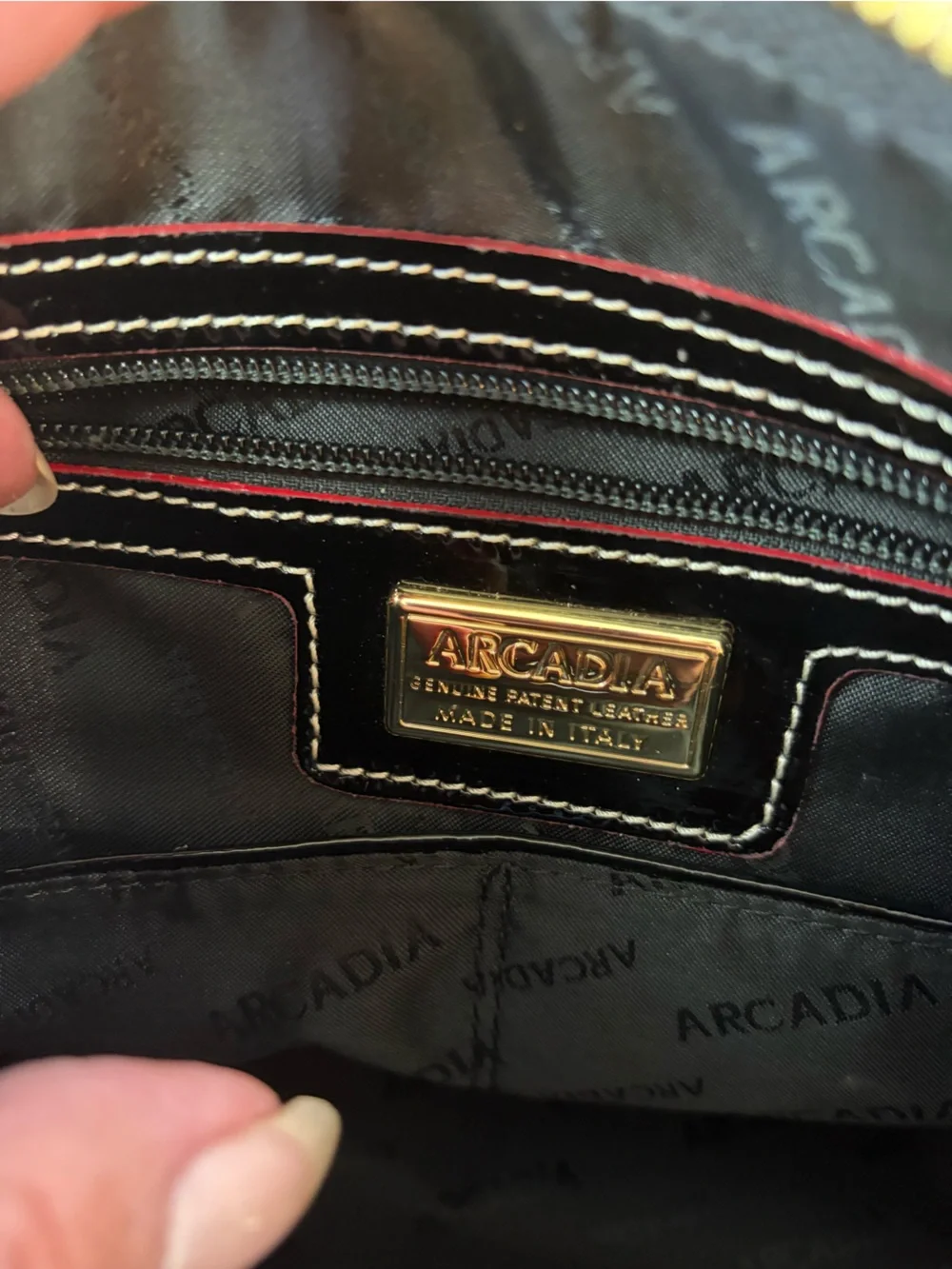 Arcadia Patent Leather Dome Satchel in Black
